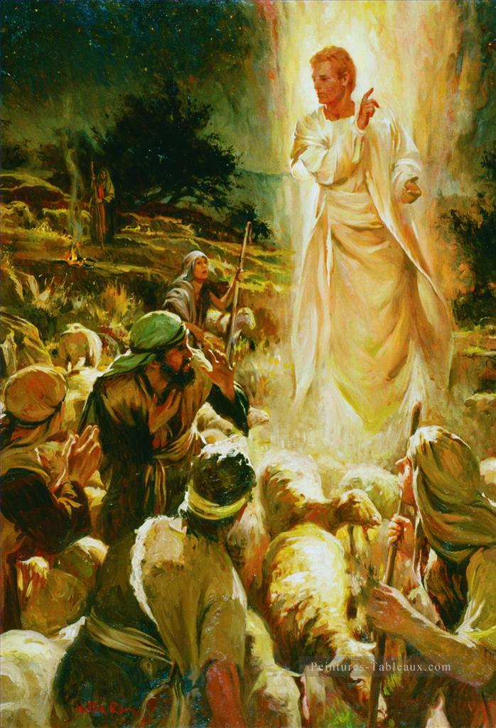Un ange apparaît aux bergers de Bethléem catholique chrétienne Peintures à l'huile